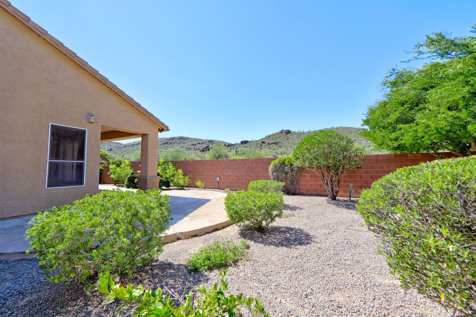 Side yard and landscaping